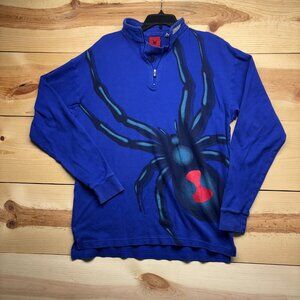 Vintage 90s Spyder Big Graphic Spider 1/4 Zip Pullover Sweater Mens Large